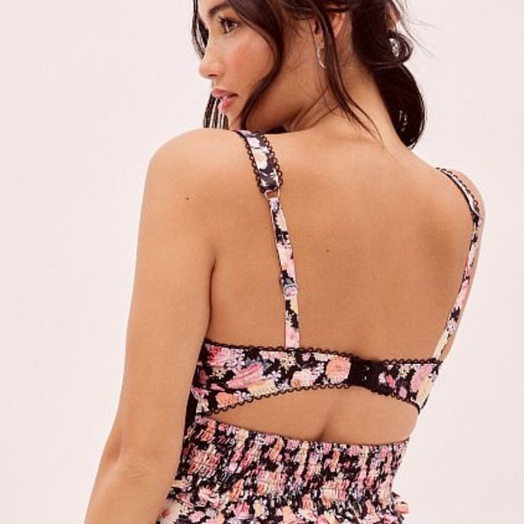 NWT FL&L Floral Lace Silky Cropped Bra Top - Picture 5 of 5